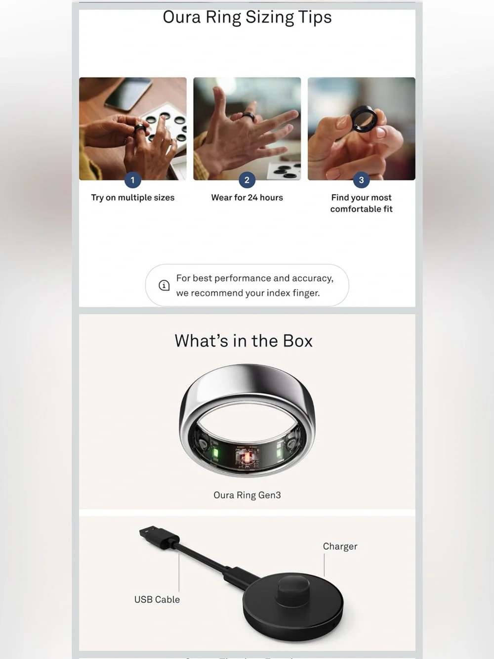Oura Smart Ring in Polished Silver with Green and Red LEDs